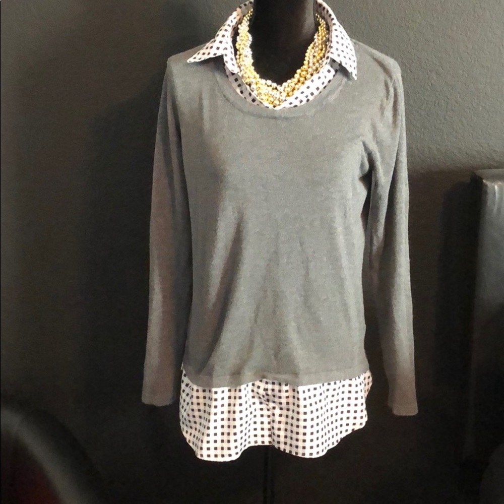 Gray sweater & attached collar shirt